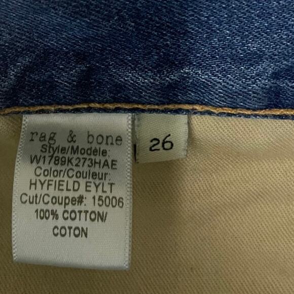 Rag & Bone Cropped Jeans Studded Grommet Straight Leg Eyelet Raw Hem Denim Sz 26 - Picture 7 of 11